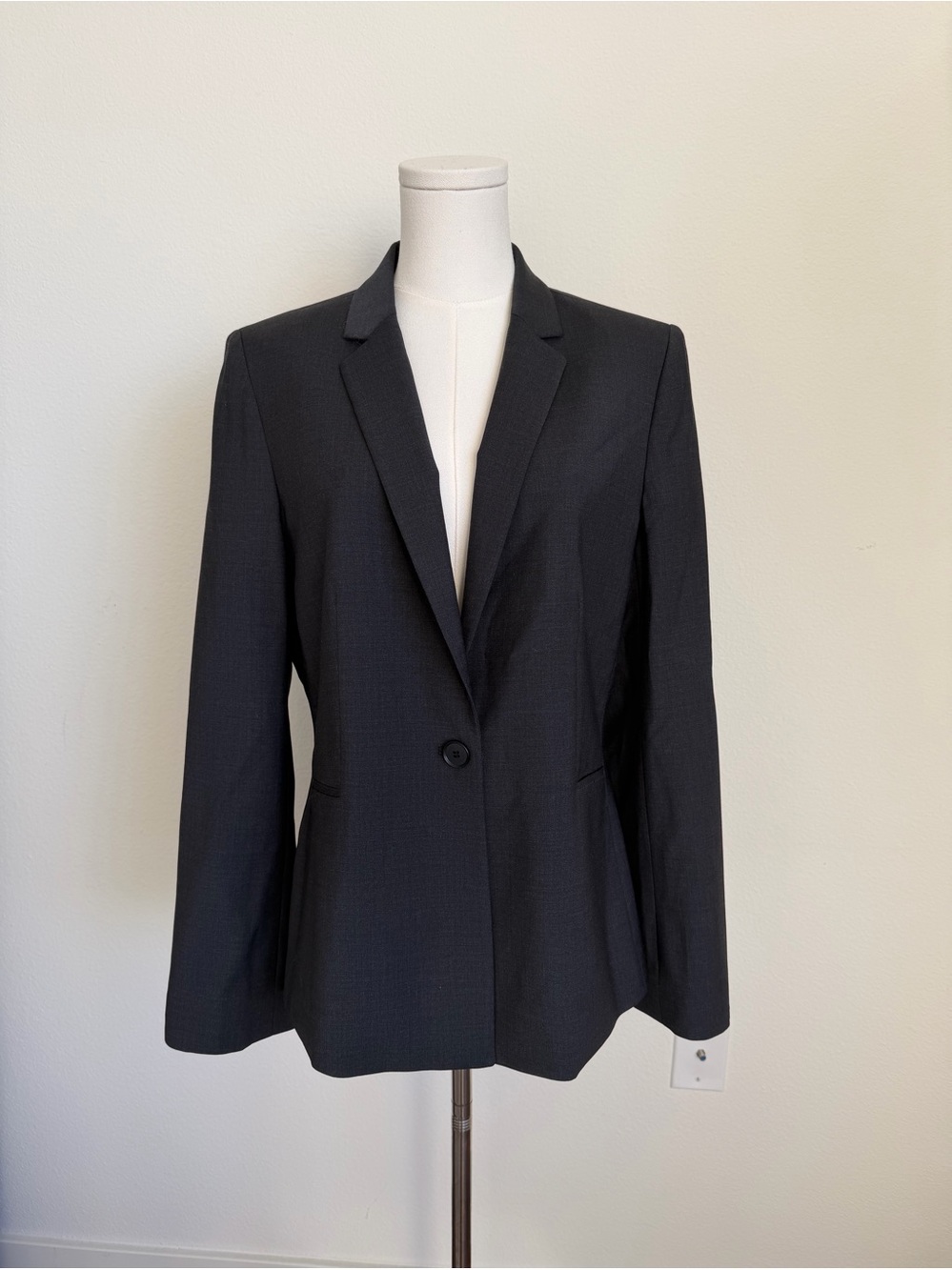 ANTONIO MELANI Charcoal Single-Button Tailored Wool Blazer
